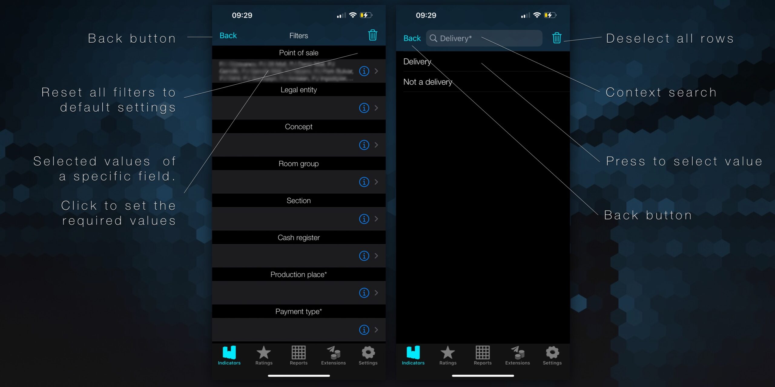 Syrve Dashboard Manual Filters